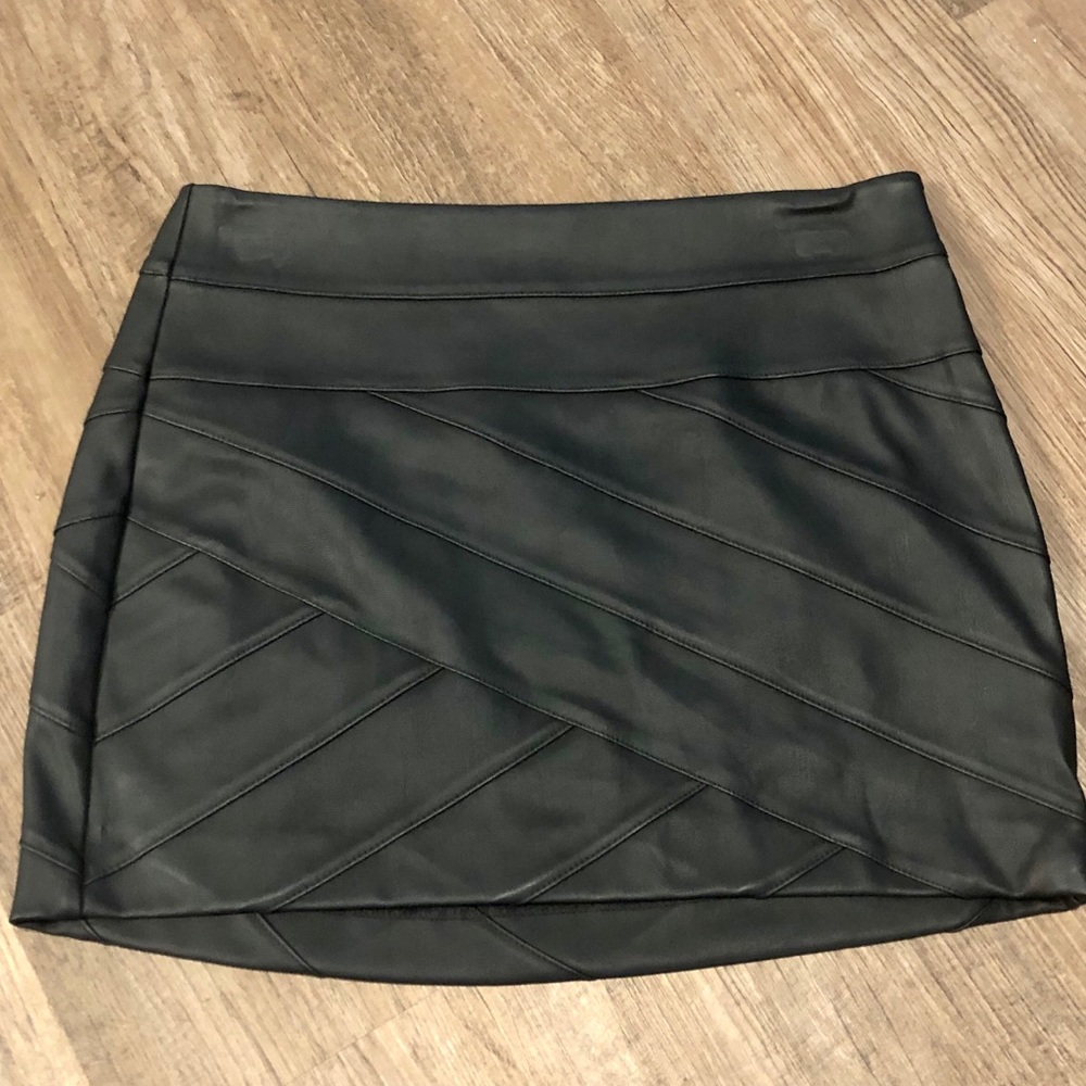Black, faux leather, mini skirt